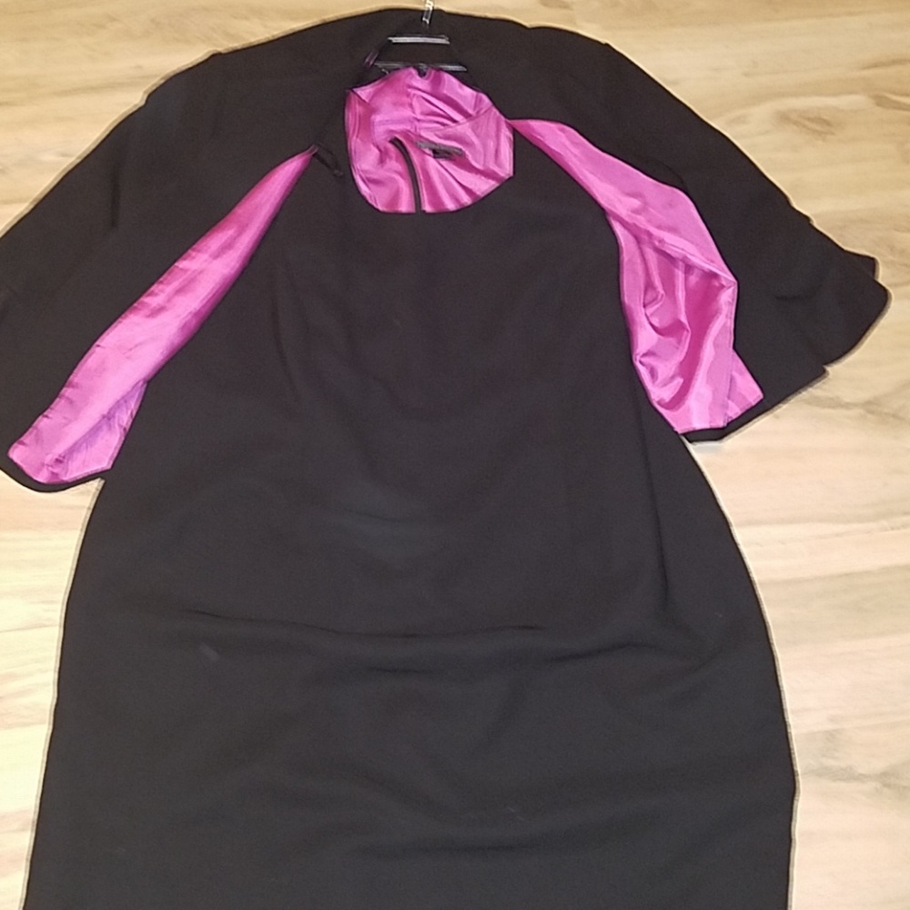 Black and hot pink sheath dress